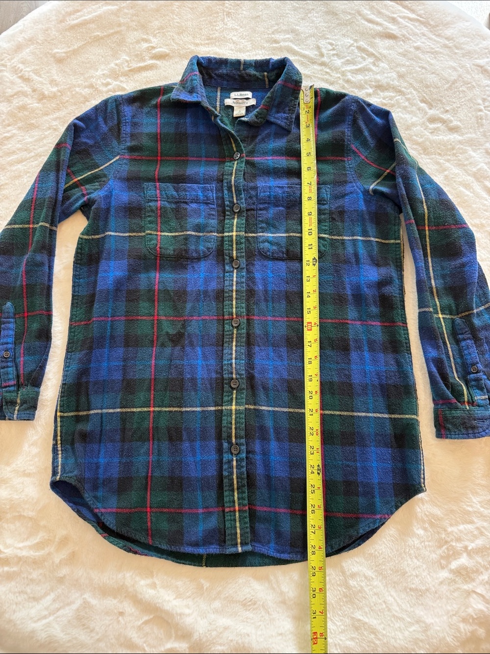 L.L. Bean Blue and Green Plaid Button-Down Shirt